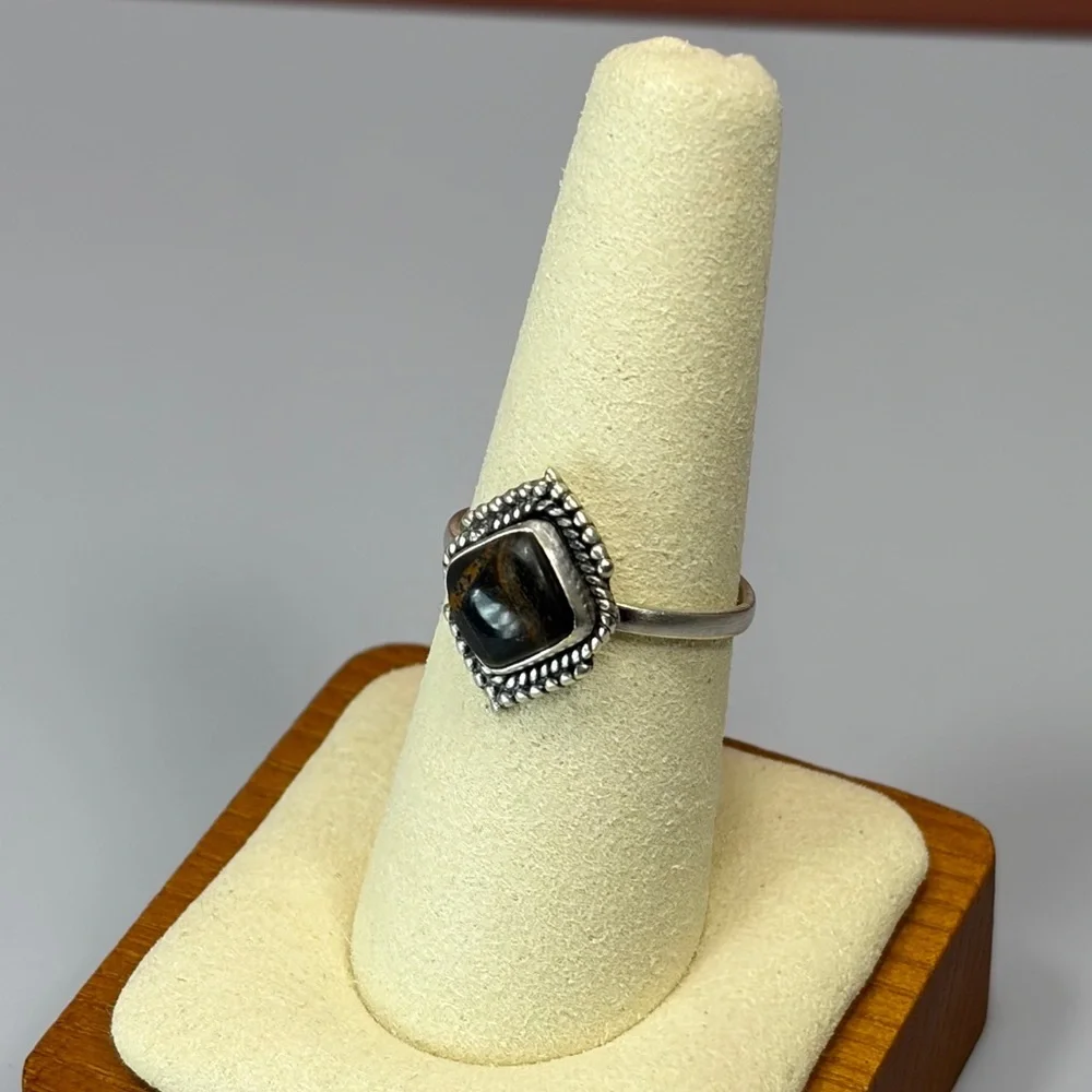 925 Sterling Silver Black Jack Turquoise Ring